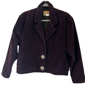 Painted Pony Vintage Cropped Purple Bomber Jacket Size S